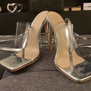 Strappy silver heel from PrettyLittleThing